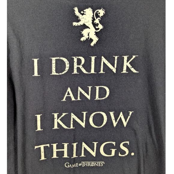 Game of Thrones I Drink and I Know Things T-Shirt Men’s M Black HBO Graphic Tee - Picture 2 of 5